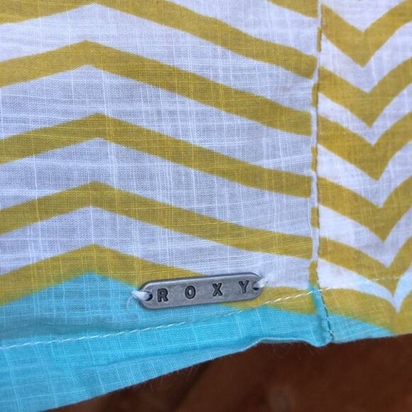 Roxy Teal Blue Yellow Chevron Pattern Skirt Size 9 - Picture 3 of 7